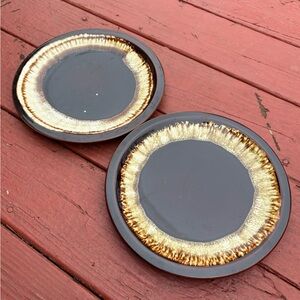 Pfaltzgraff Vintage Gourmet Brown Drip 10” Stoneware Dinner Plates Set Of Two